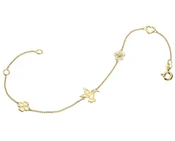 Online Apart Bransoletka z żółtego złota z diamentami - koliber, koniczyna, kwiat - 0,01 ct - próba 375