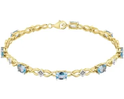 Apart Bransoletka z żółtego złota z diamentami i topazami - 18 cm - próba 585< Bransoletki Z Diamentami