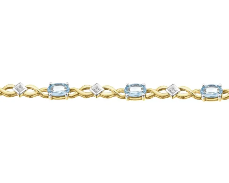 Apart Bransoletka z żółtego złota z diamentami i topazami - 18 cm - próba 585< Bransoletki Z Diamentami