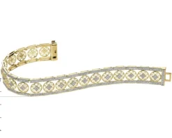 Apart Bransoletka z żółtego złota z diamentami - rozety - 18 cm - 1,053 ct - próba 585< Bransoletki Z Diamentami