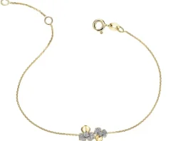 Clearance Apart Bransoletka z żółtego złota z diamentami - kwiaty - 0,06 ct - próba 375