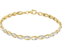 Clearance Apart Bransoletka z żółtego złota z diamentami - 18 cm - 0,02 ct - próba 375