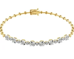 Apart Bransoletka z żółtego złota z brylantami - 18 cm - 0,47 ct - próba 585< Bransoletki Z Diamentami
