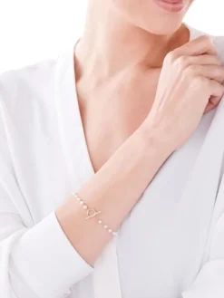 Apart Bransoletka z żółtego złota z diamentami i perłami - 18 cm - próba 585< Wszystkie