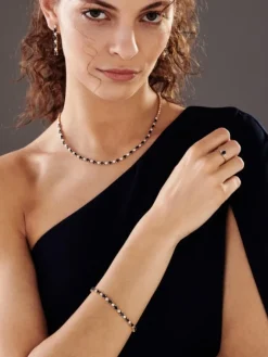 Best Apart Bransoletka z żółtego złota z diamentami i szafirami - 18 cm - próba 585