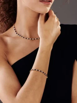 Best Apart Bransoletka z żółtego złota z diamentami i szafirami - 18 cm - próba 585