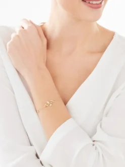 Best Apart Bransoletka z żółtego złota  z diamentem - kwiat, róża, serce - 0,004 ct - próba 585