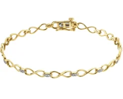Apart Bransoletka z żółtego złota z diamentami - nieskończoność - 19 cm - 0,10 ct - próba 585< Bransoletki Z Diamentami
