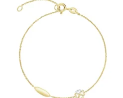 Apart Bransoletka z żółtego złota z diamentem - koniczyna, serca - 0,002 ct - próba 375< Wszystkie