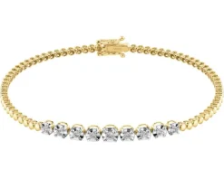 Clearance Apart Bransoletka z żółtego złota z brylantami - 18 cm - 0,29 ct - próba 585