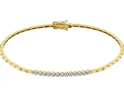 Outlet Apart Bransoletka z żółtego złota z brylantami - 18 cm - 0,08 ct - próba 585