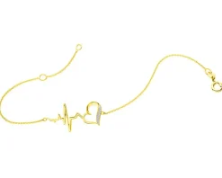 Outlet Apart Bransoletka z żółtego złota z diamentami - serce, EKG serca - 0,01 ct - próba 375