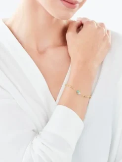 Sale Apart Bransoletka z żółtego złota z diamentem, peridotami i topazami - próba 375