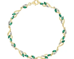 Apart Bransoletka z żółtego złota z diamentami i szmaragdami syntetycznymi - 18 cm - próba 375< Wszystkie