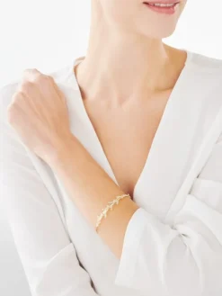 Online Apart Bransoletka z żółtego złota z diamentami - liście - 0,01 ct - próba 375