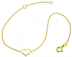 Outlet Apart Bransoletka z żółtego złota z diamentami - serce - 0,006 ct - próba 375