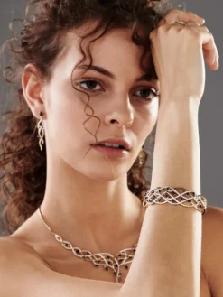 New Apart Bransoletka z żółtego złota z diamentami i szafirami - próba 585