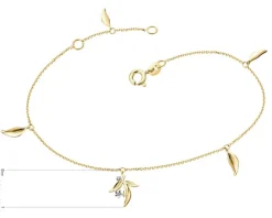 Apart Bransoletka z żółtego złota z diamentami - liście - 0,006 ct - próba 585< Bransoletki Z Diamentami