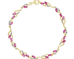 New Apart Bransoletka z żółtego złota z diamentami i rubinami syntetycznymi - 18 cm - próba 375