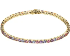 Apart Bransoletka z żółtego złota z brylantem, kamieniami szlachetnymi i ozdobnymi - 18 cm - próba 585< Bransoletki Z Diamentami