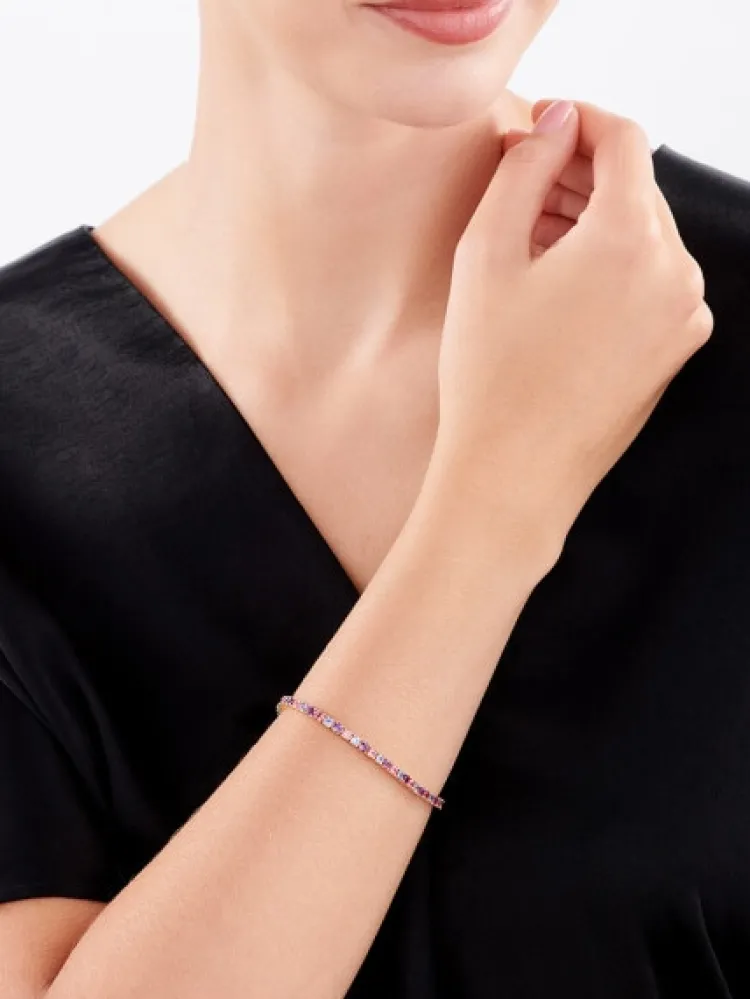 Apart Bransoletka z żółtego złota z brylantem, kamieniami szlachetnymi i ozdobnymi - 18 cm - próba 585< Bransoletki Z Diamentami