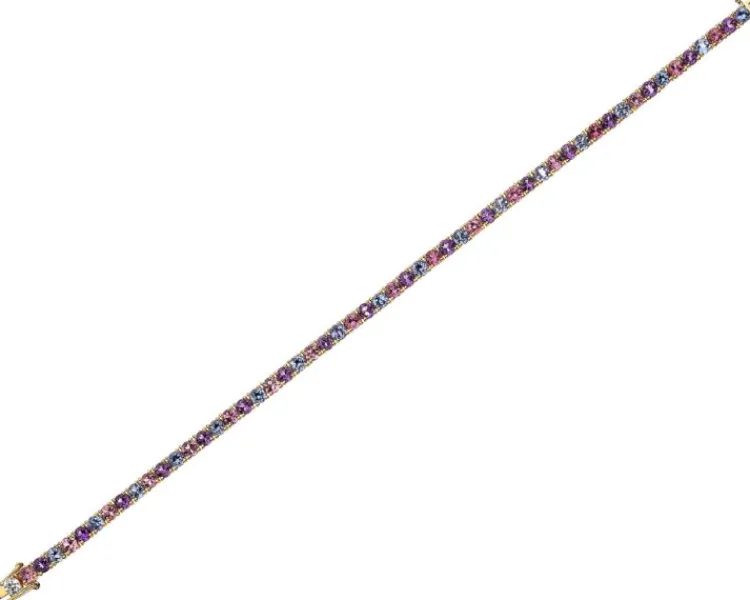 Apart Bransoletka z żółtego złota z brylantem, kamieniami szlachetnymi i ozdobnymi - 18 cm - próba 585< Bransoletki Z Diamentami