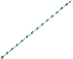 New Apart Bransoletka z żółtego złota z brylantami i szmaragdami - 18 cm - próba 750