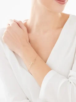 Online Apart Bransoletka z żółtego złota z diamentami - liście - 0,006 ct - próba 375