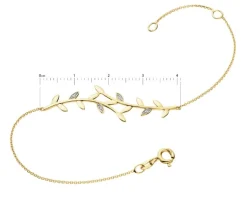 Online Apart Bransoletka z żółtego złota z diamentami - liście - 0,006 ct - próba 375