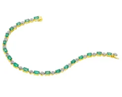 Apart Bransoletka z żółtego złota z diamentami i szmaragdami - 18 cm - próba 585< Bransoletki Z Diamentami