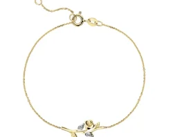 Apart Bransoletka z żółtego złota z diamentami - róża - 0,02 ct - próba 375< Bransoletki Z Diamentami