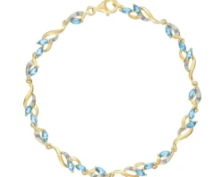 Sale Apart Bransoletka z żółtego złota z diamentami i topazami - 18 cm - próba 375