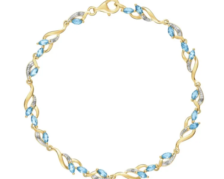 Sale Apart Bransoletka z żółtego złota z diamentami i topazami - 18 cm - próba 375