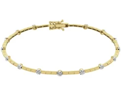 Discount Apart Bransoletka z żółtego złota z brylantami - 18 cm - 0,16 ct - próba 585