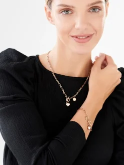 Discount Elixa Bransoletka ze stali szlachetnej z masą perłową - serce