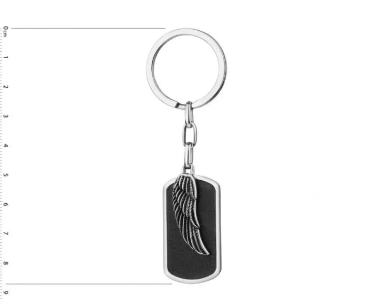 Aztorin Brelok ze stali szlachetnej ze skórą - skrzydło