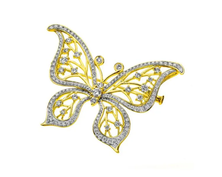 Discount Apart Broszka - zawieszka z żółtego złota z brylantami - motyl - 1,35 ct - próba 750