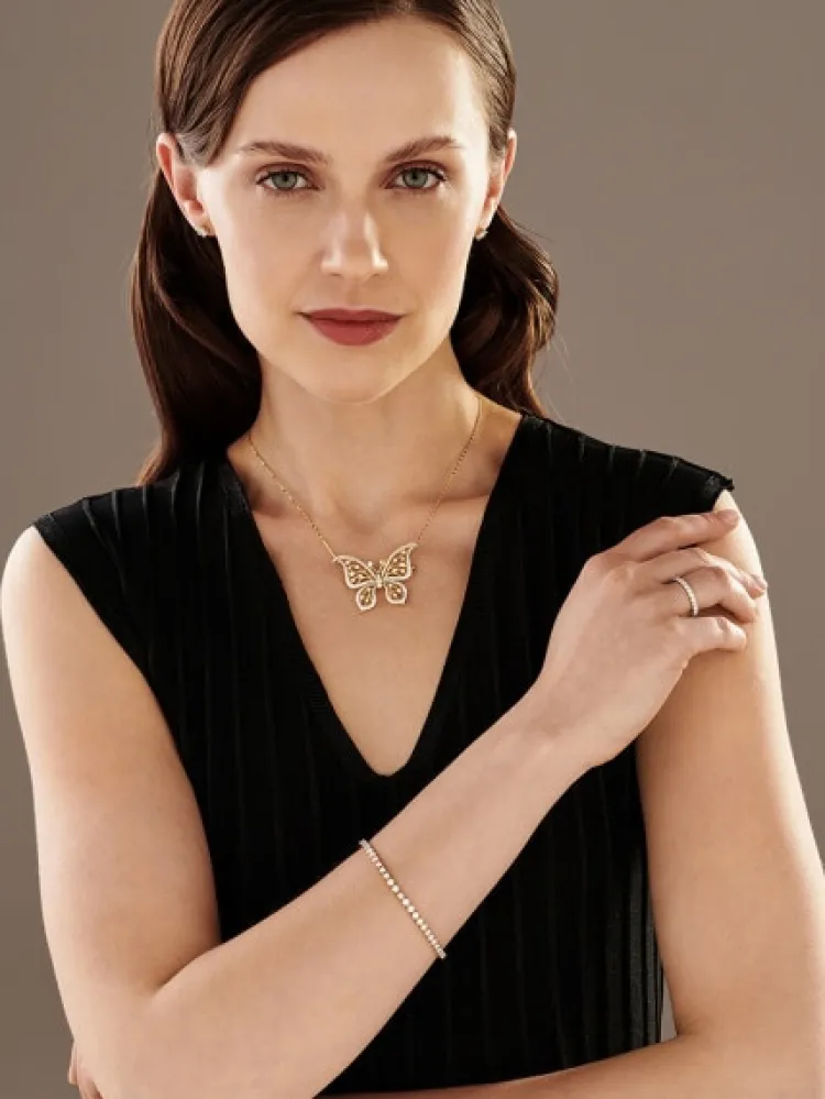 Discount Apart Broszka - zawieszka z żółtego złota z brylantami - motyl - 1,35 ct - próba 750