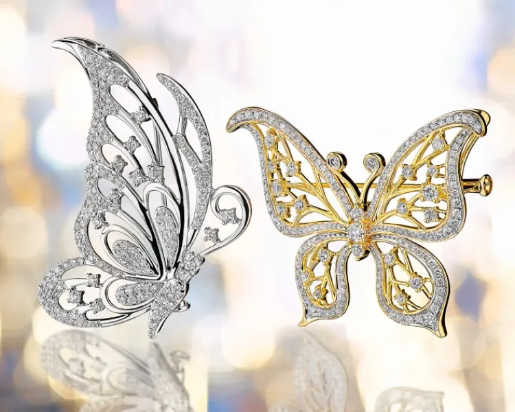 Discount Apart Broszka - zawieszka z żółtego złota z brylantami - motyl - 1,35 ct - próba 750