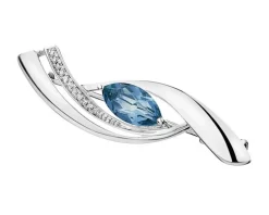 Apart Broszka z białego złota z diamentami i topazem London Blue - próba 585< Wszystkie