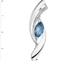 Apart Broszka z białego złota z diamentami i topazem London Blue - próba 585< Wszystkie