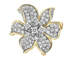 Outlet Apart Broszka z żółtego złota z brylantami - kwiat - 1,00 ct - próba 585