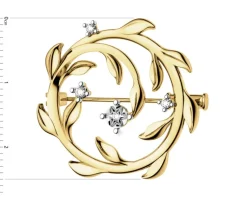 Apart Broszka z żółtego złota z brylantami - liście - 0,05 ct - próba 585< Wszystkie