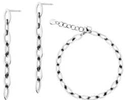 Elixa Kolczyki i bransoletka ze stali szlachetnej - komplet< Wszystkie