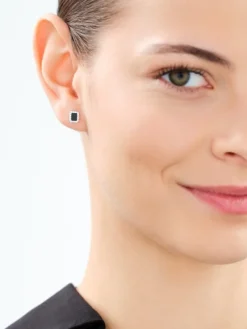 New Apart Kolczyki srebrne z cyrkoniami i emalią