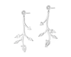 Apart Kolczyki srebrne z cyrkoniami - liście< Kolczyki Ślubne