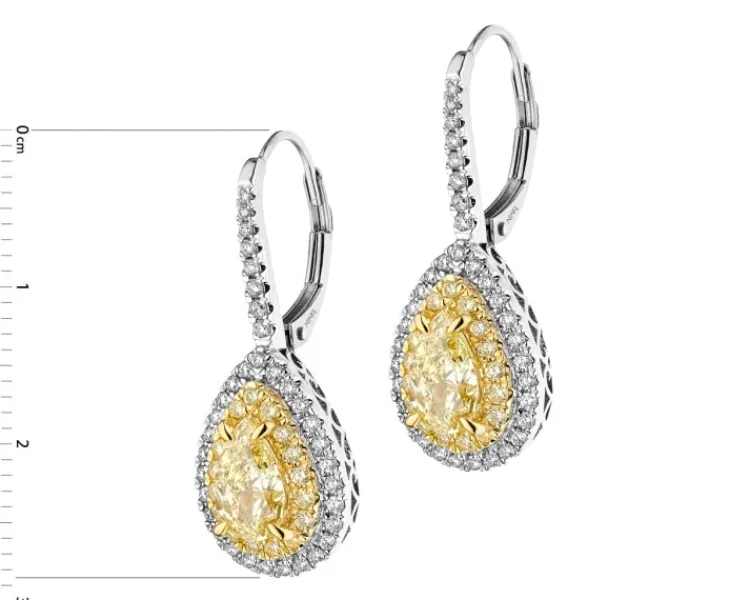 Clearance Apart Kolczyki z białego i żółtego złota z diamentami - VS1-VS2/Fancy Light Yellow - 2,77 ct - próba 750