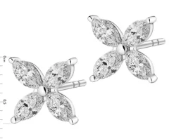 Outlet Apart Kolczyki z białego złota z diamentami - kwiaty - 0,73 ct - próba 585