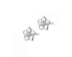 Apart Kolczyki z białego złota z diamentami - kwiaty - 0,006 ct - próba 375< Kolczyki Z Diamentami