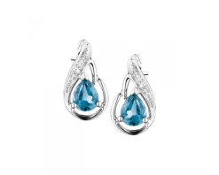 Online Apart Kolczyki z białego złota z diamentami i topazami London Blue - próba 375